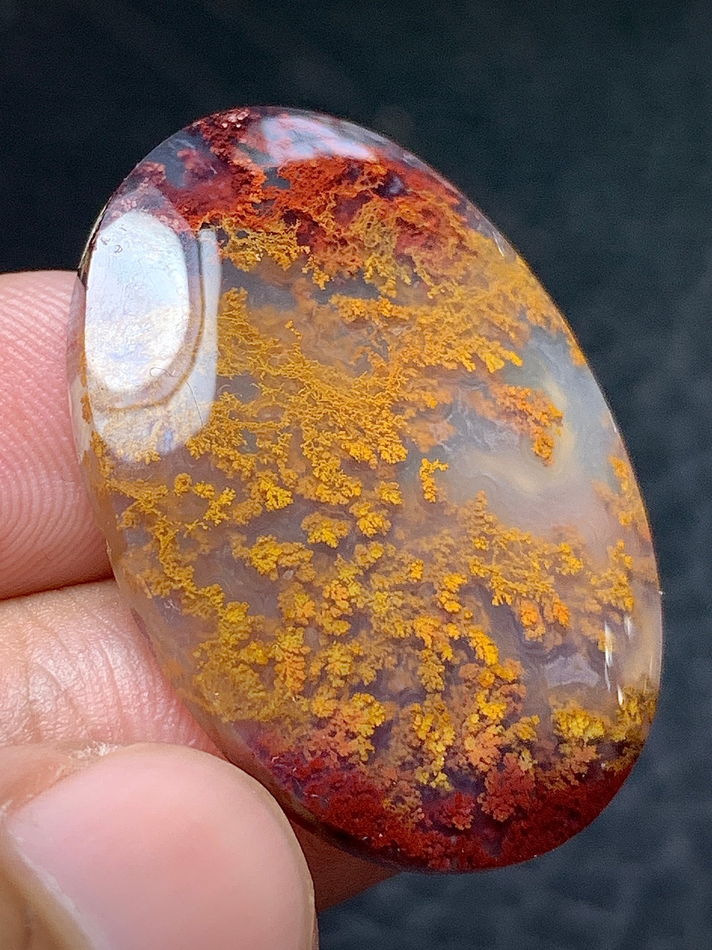 Moss Agate Oval Cabochon 31.5x23x5mm