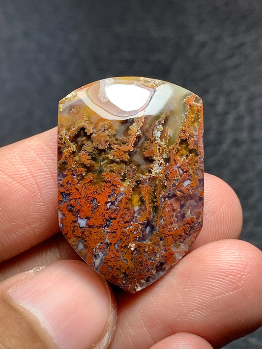 Moss Agate Shield Cabochon 30x20x6mm