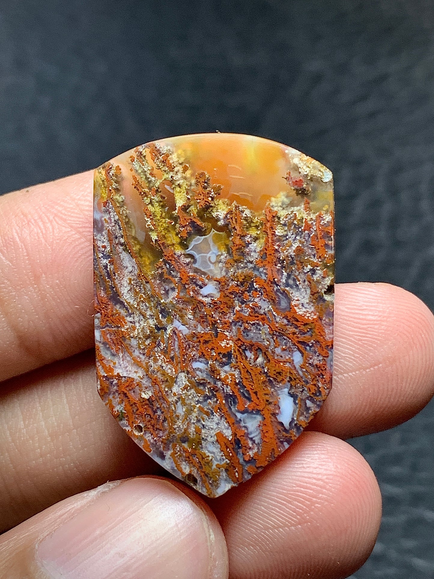 Moss Agate Shield Cabochon 30x20x6mm