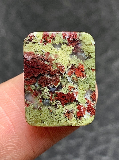 Tiny Moss Agate Rectangle Cabochon 15x11.5x4.8mm