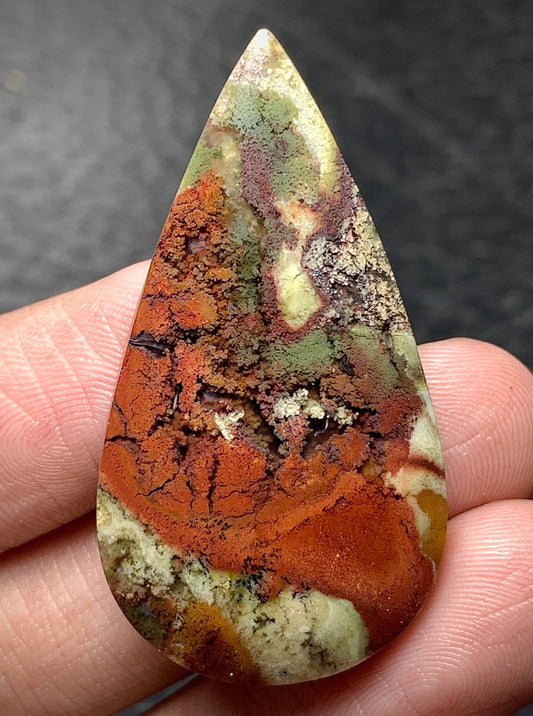 Moss Agate Teardrop Cabochon 42x22.5x6mm