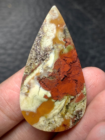 Moss Agate Teardrop Cabochon 42x22.5x6mm