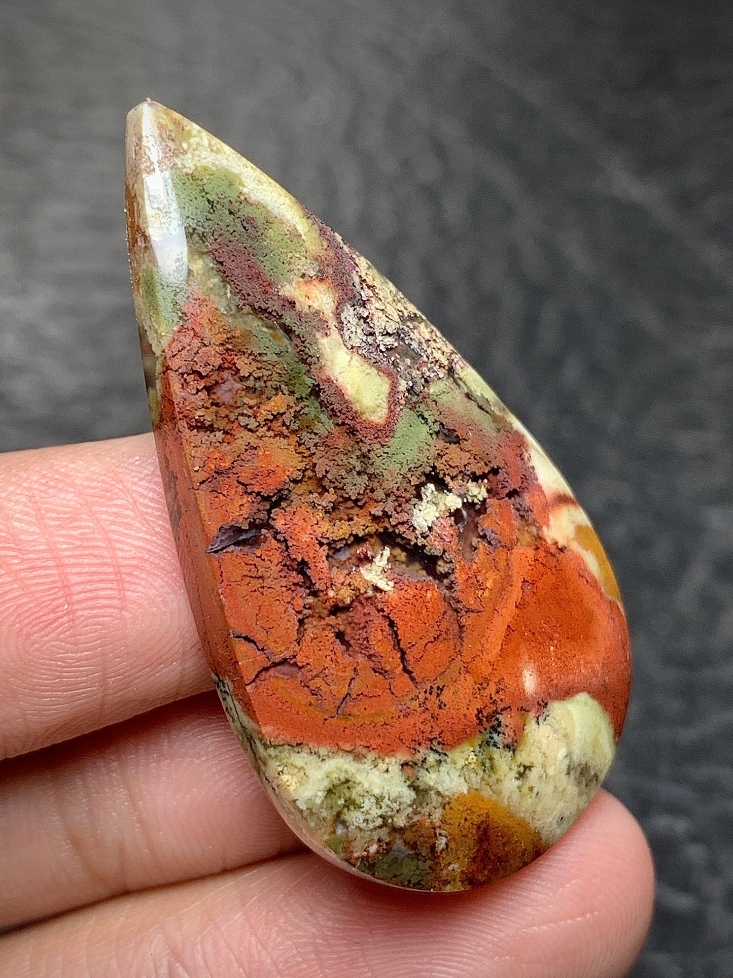 Moss Agate Teardrop Cabochon 42x22.5x6mm