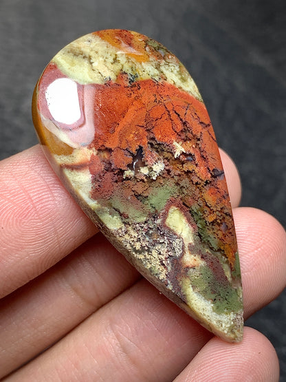 Moss Agate Teardrop Cabochon 42x22.5x6mm