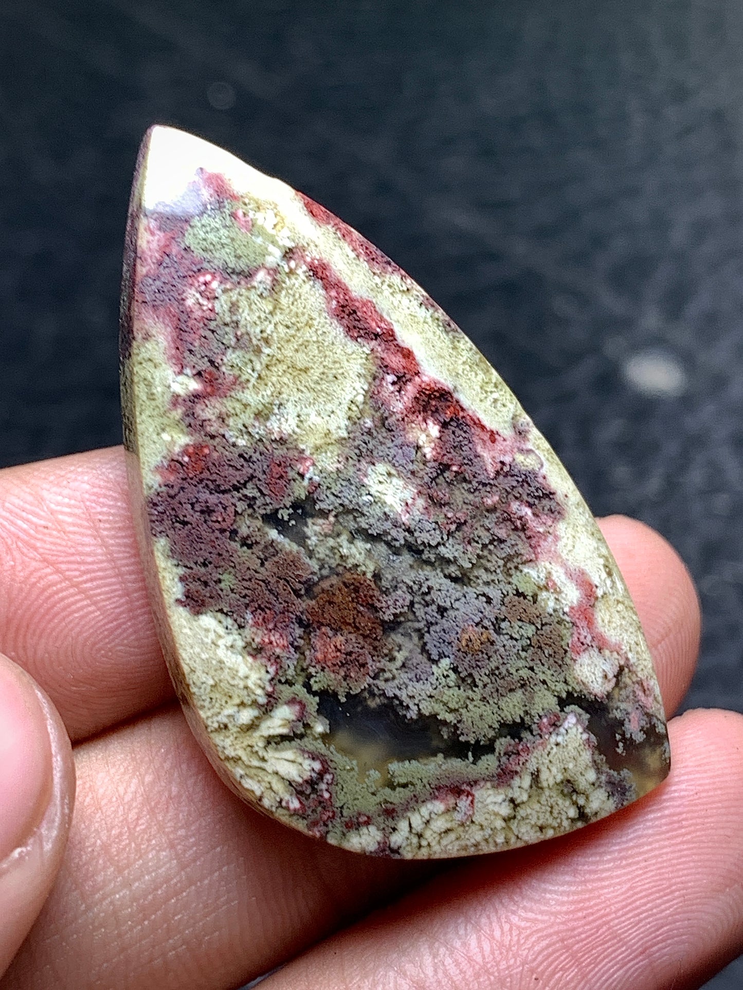 Moss Agate Teardrop Cabochon 42x23x6mm