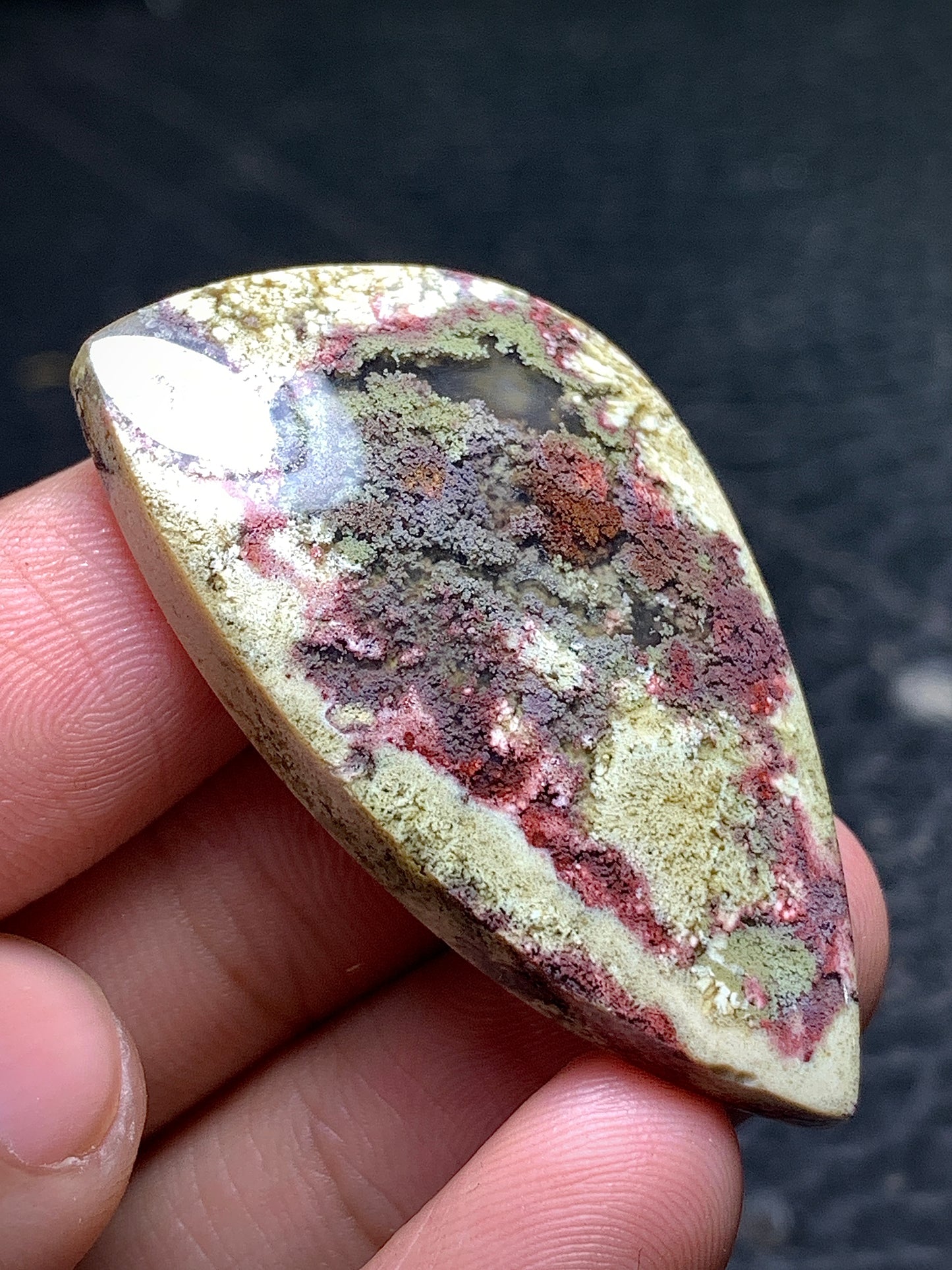 Moss Agate Teardrop Cabochon 42x23x6mm