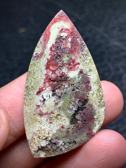 Moss Agate Teardrop Cabochon 42x23x6mm