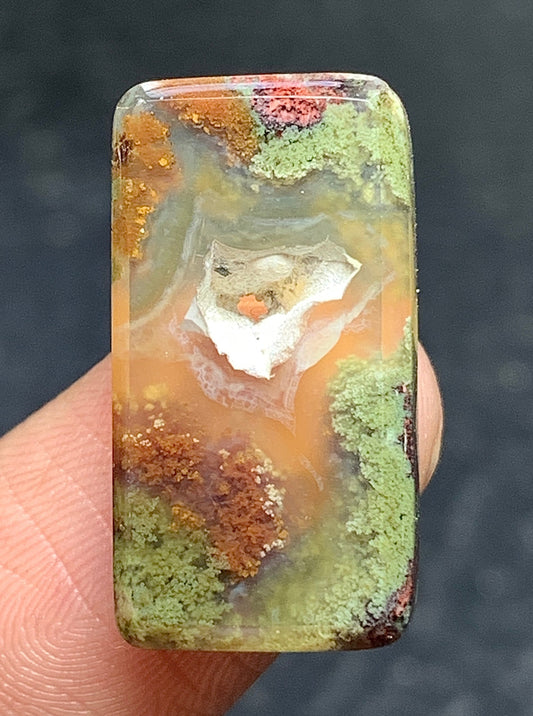 Moss Agate with Botryoidal Rectangle Cabochon 22x11x4mm