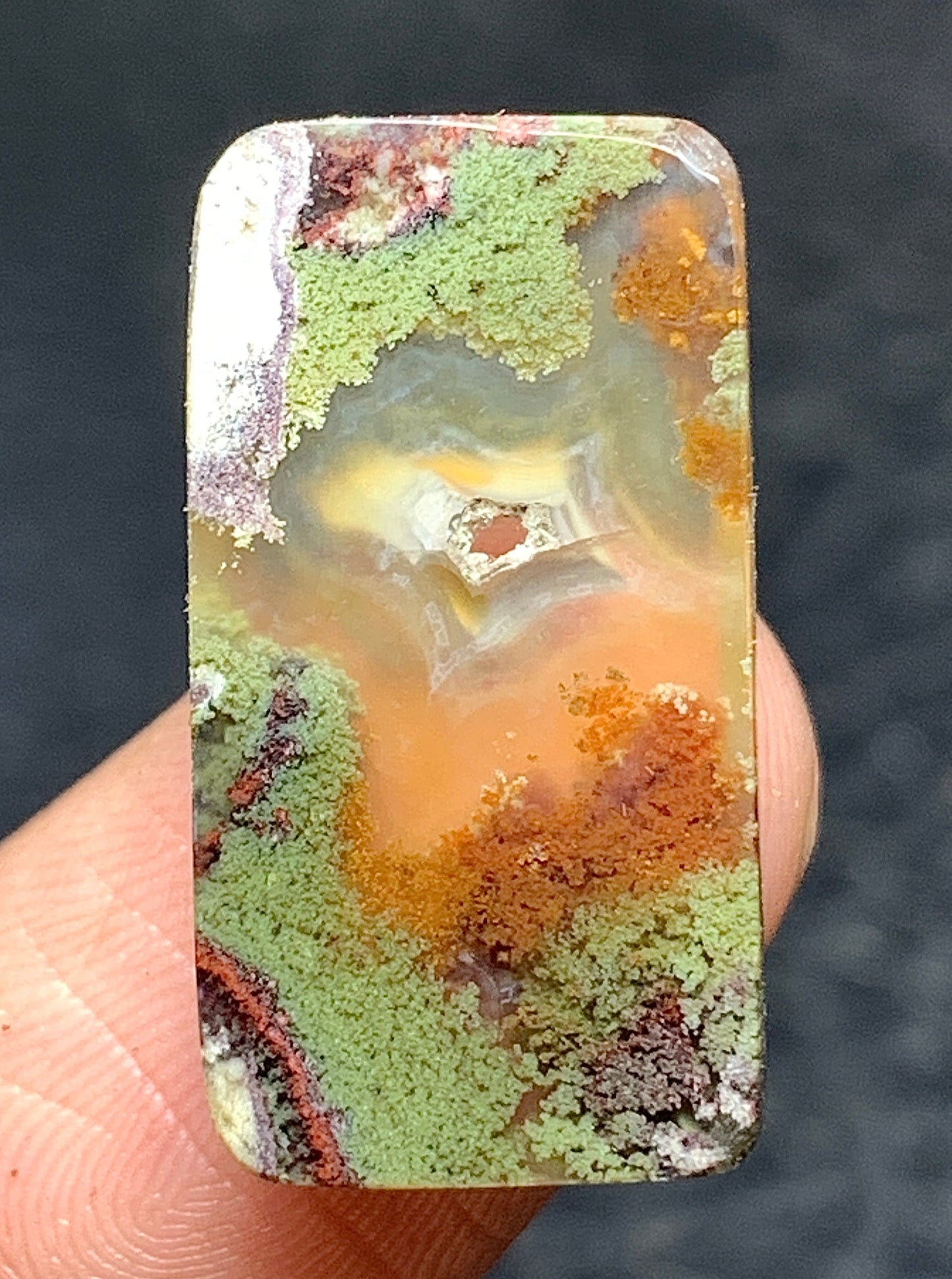 Moss Agate with Botryoidal Rectangle Cabochon 22x11x4mm