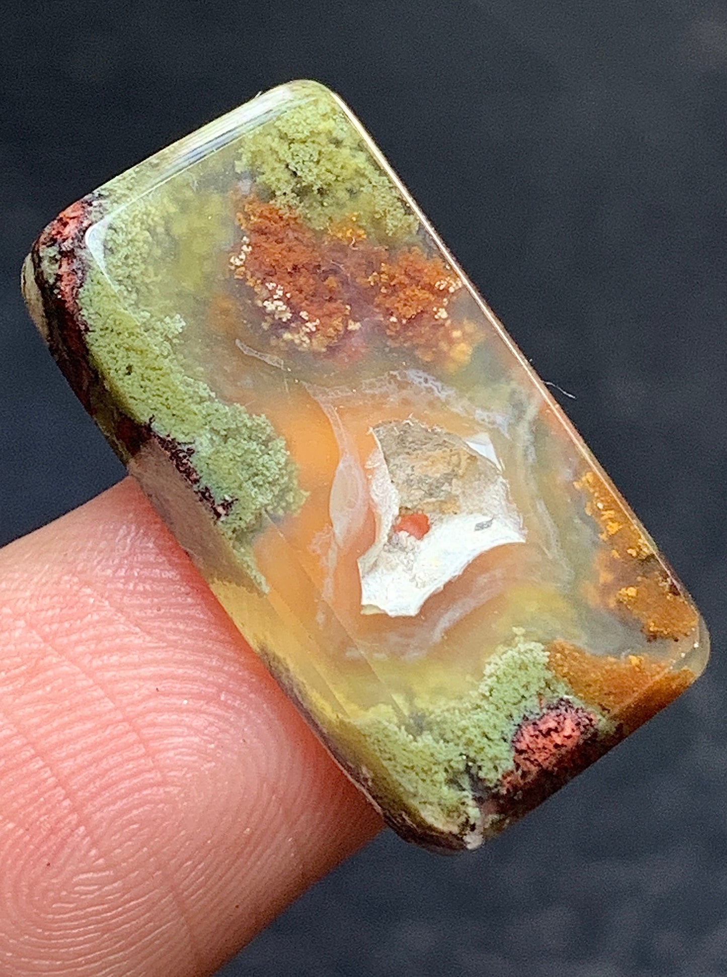 Moss Agate with Botryoidal Rectangle Cabochon 22x11x4mm