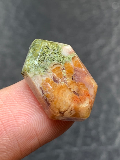 Tiny Moss Plume Agate Hexagon Cabochon 18x11x4mm