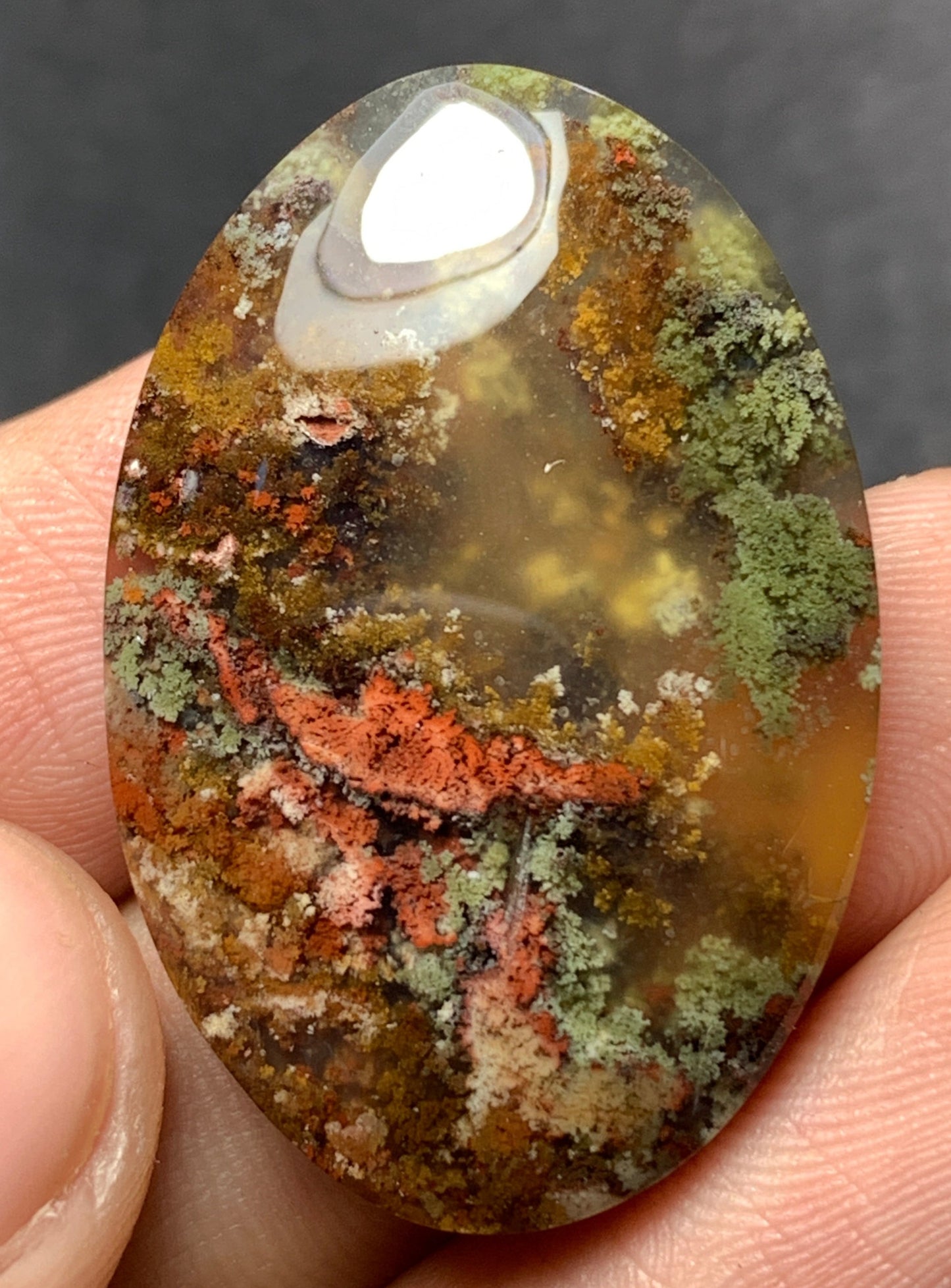 Multicolor Moss Agate Oval Cabochon 32x21x6mm