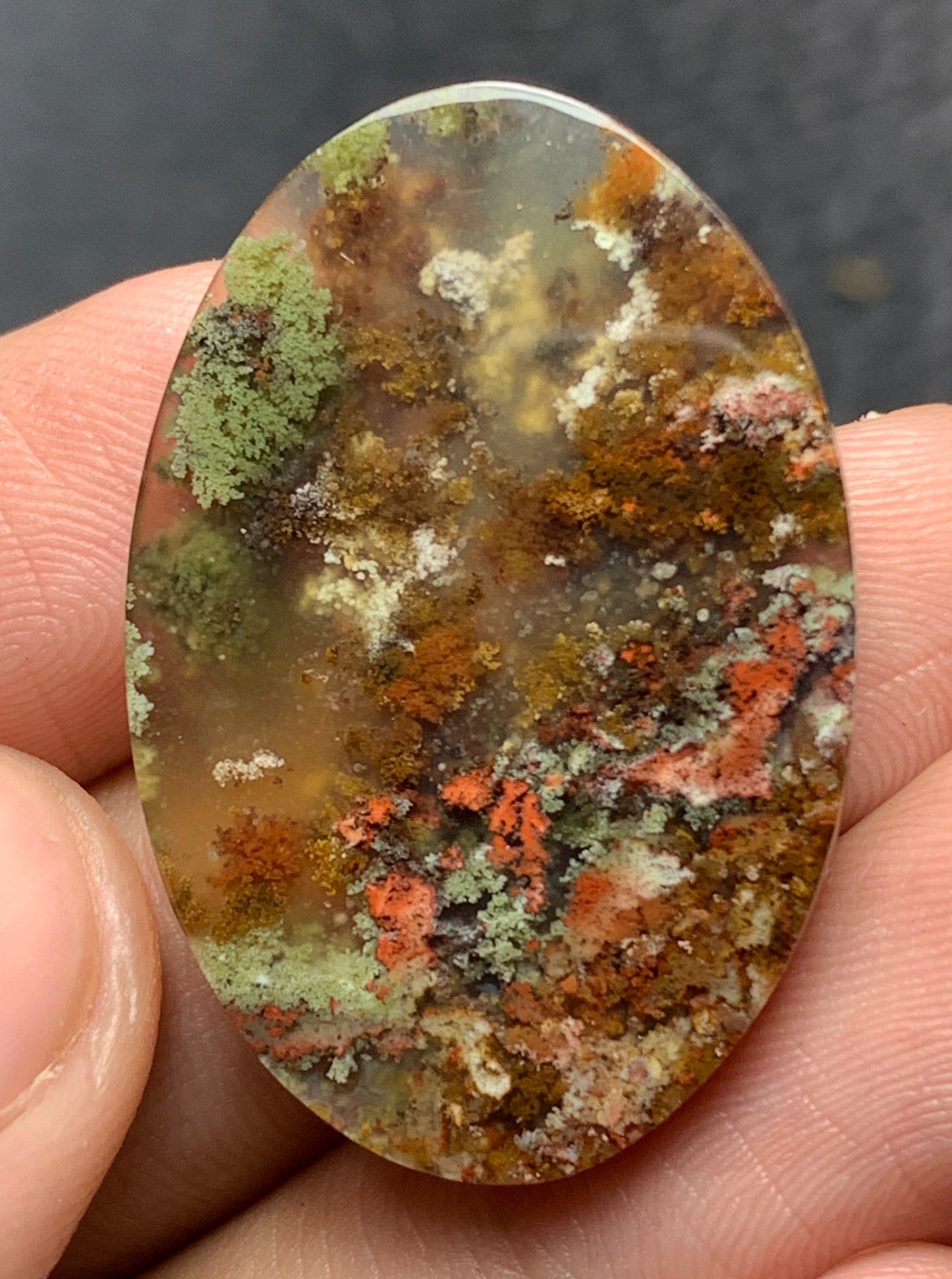 Multicolor Moss Agate Oval Cabochon 32x21x6mm