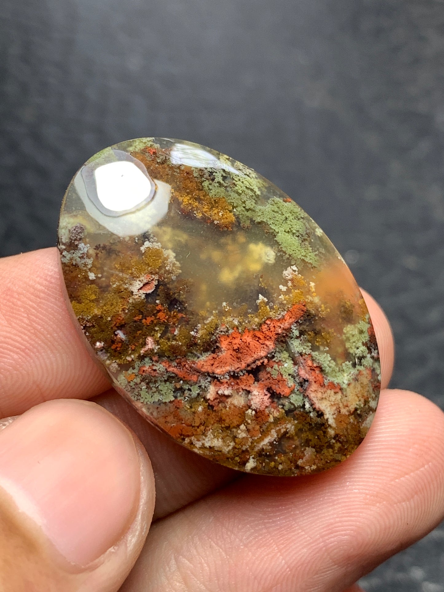 Multicolor Moss Agate Oval Cabochon 32x21x6mm