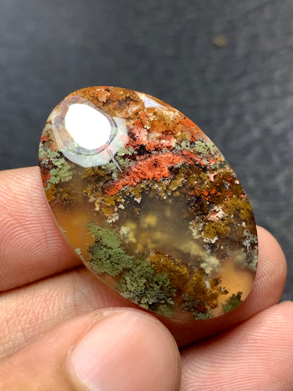 Multicolor Moss Agate Oval Cabochon 32x21x6mm