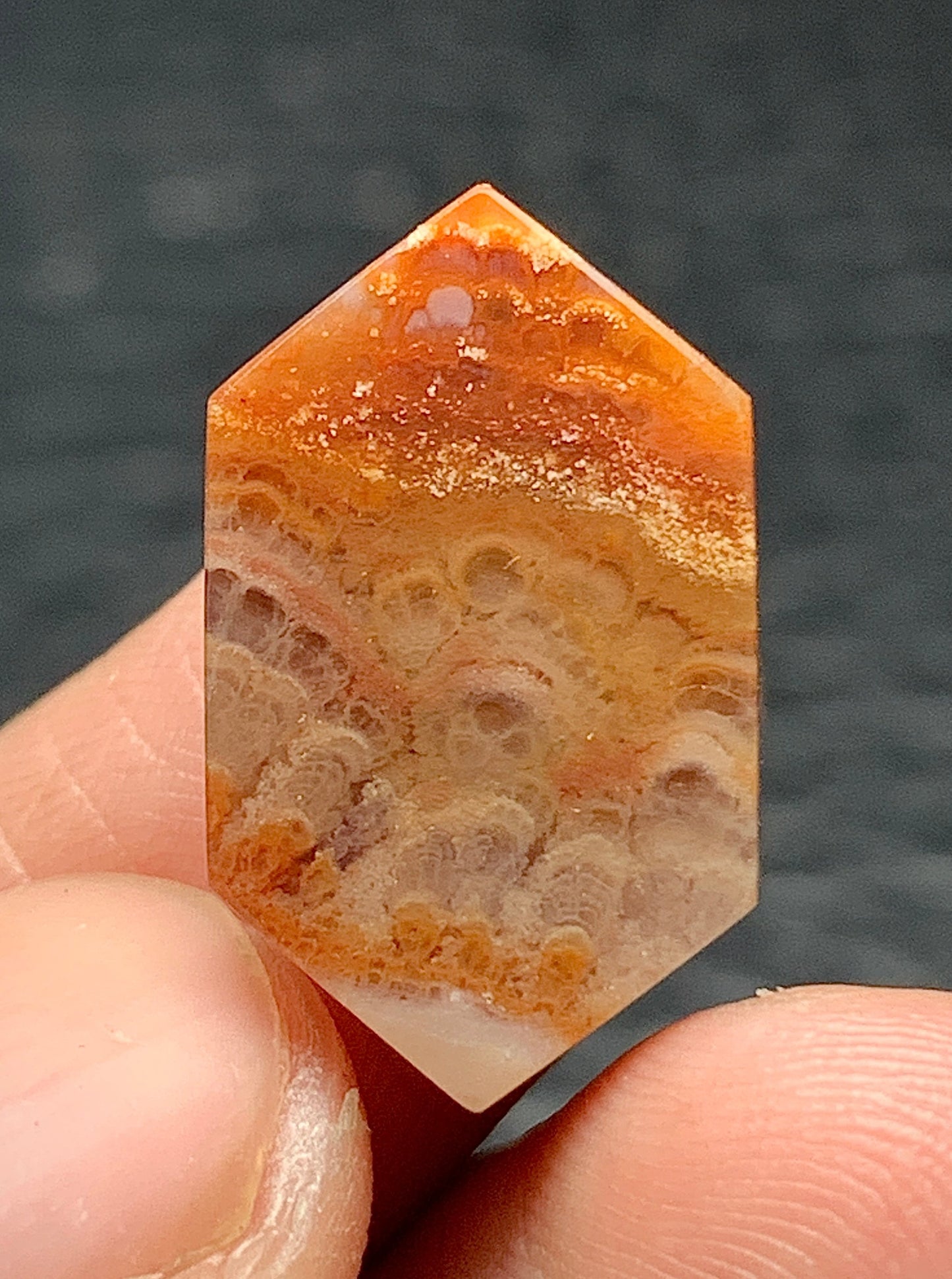 Tiny Plume Agate Hexagon Cabochon 19x11.5x5mm