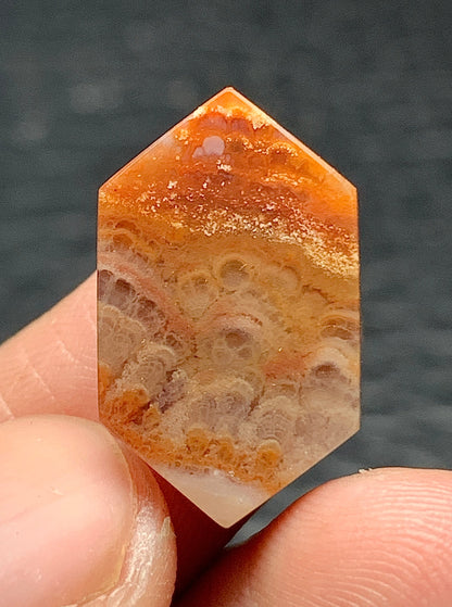 Tiny Plume Agate Hexagon Cabochon 19x11.5x5mm