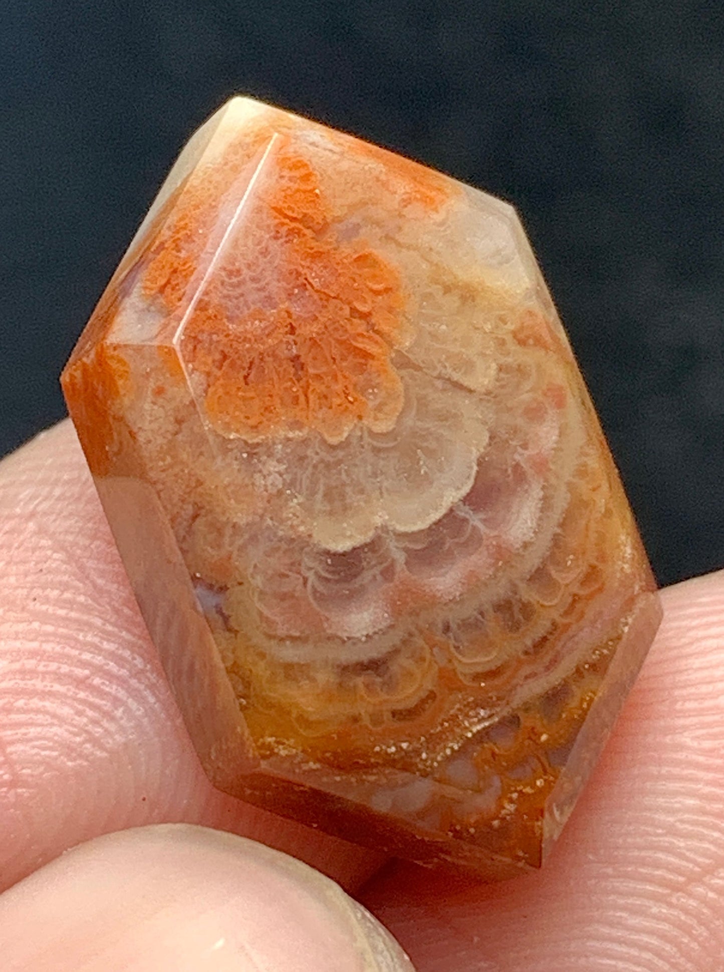 Tiny Plume Agate Hexagon Cabochon 19x11.5x5mm