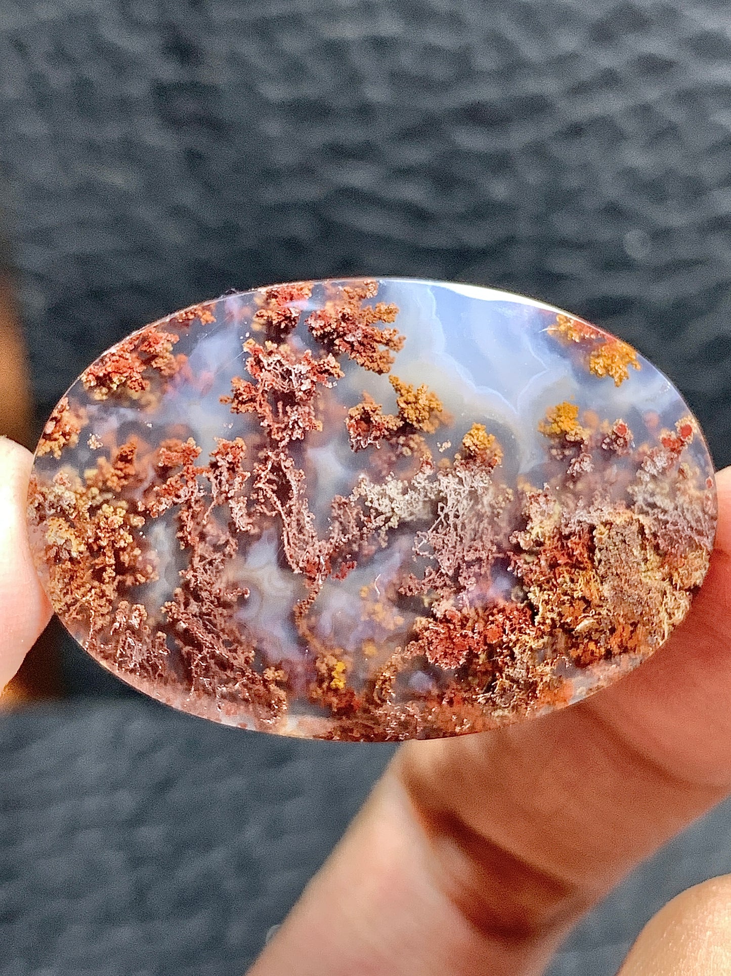 Scenic Moss Agate Oval Cabochon 36.5x25x5.8mm