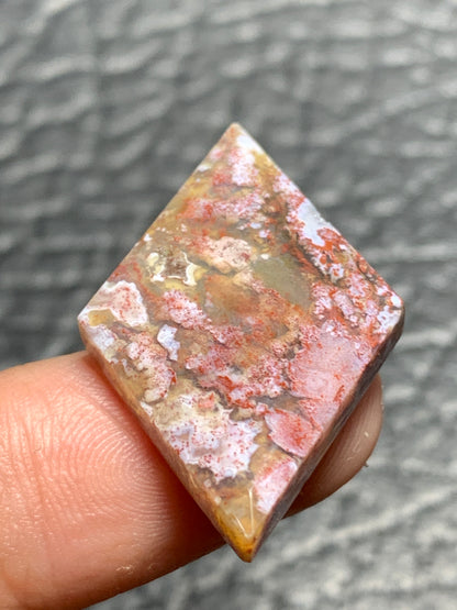 Red Moss Agate Rhombus Cabochon 32x20x4mm