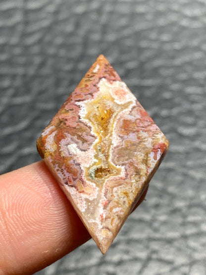 Red Moss Agate Rhombus Cabochon 35.5x20x4mm with Druzy