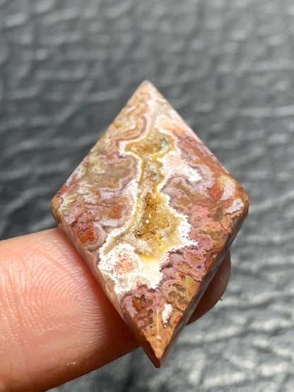 Red Moss Agate Rhombus Cabochon 35.5x20x4mm with Druzy