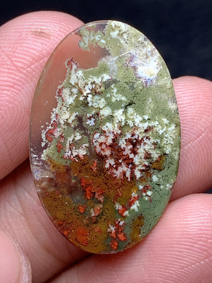 Natural Moss Agate Oval Cabochon 25x16x3mm