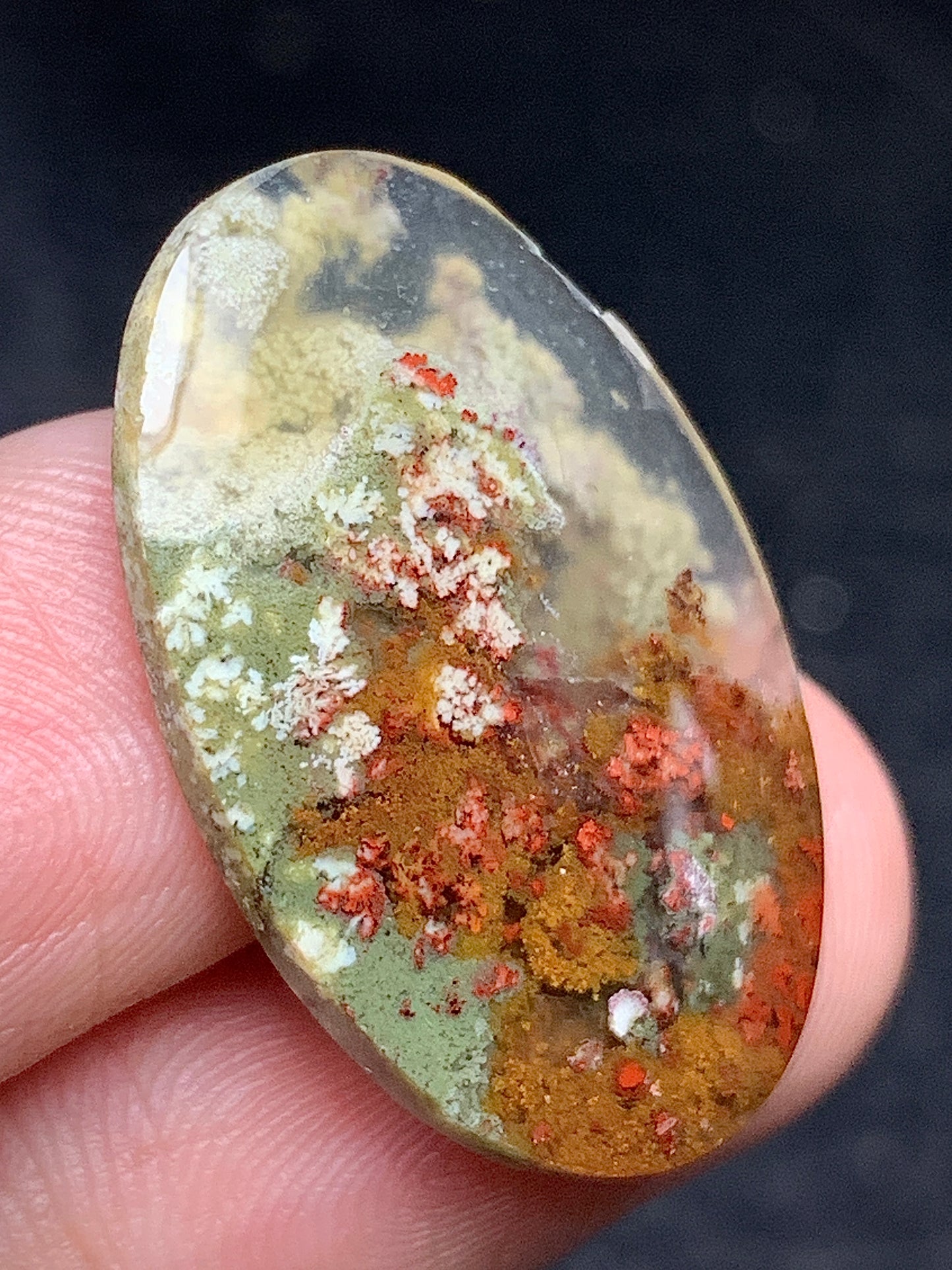 Natural Moss Agate Oval Cabochon 25x16x3mm