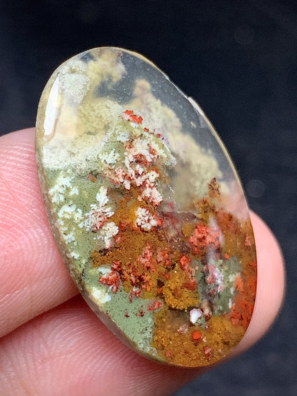 Natural Moss Agate Oval Cabochon 25x16x3mm