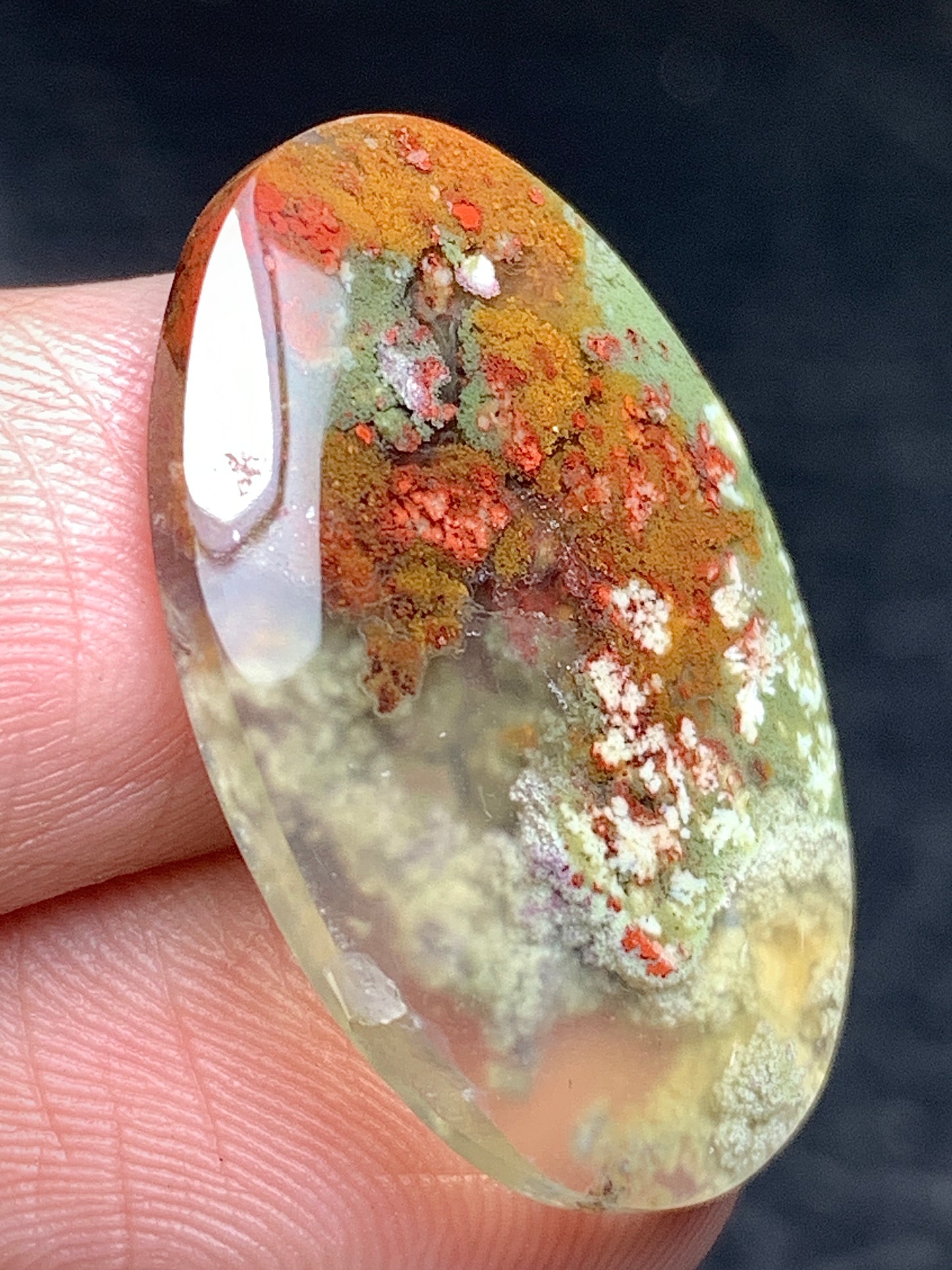 Natural Moss Agate Oval Cabochon 25x16x3mm