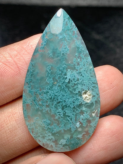 Scenic Moss Agate Teardrop Cabochon 49x21x5.5mm