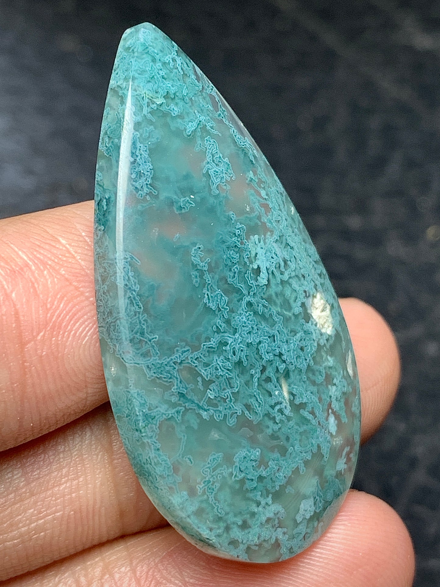 Scenic Moss Agate Teardrop Cabochon 49x21x5.5mm