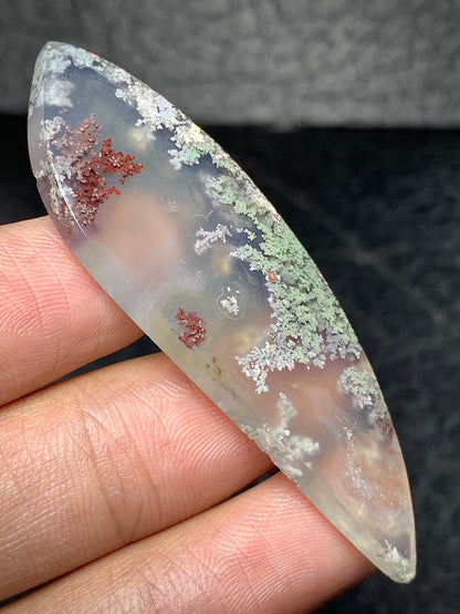 Scenic Moss Agate Teardrop Cabochon 56x19x5mm