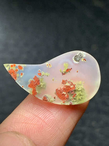 Scenic Moss Agate Teardrop Cabochon 22x12x5mm