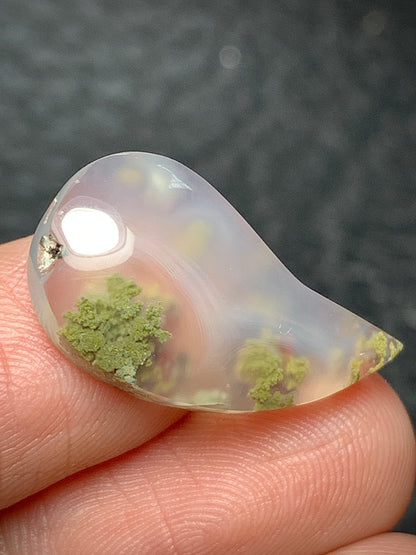 Scenic Moss Agate Teardrop Cabochon 22x12x5mm