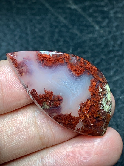 Scenic Moss Agate Teardrop Cabochon 39x20.5x6mm