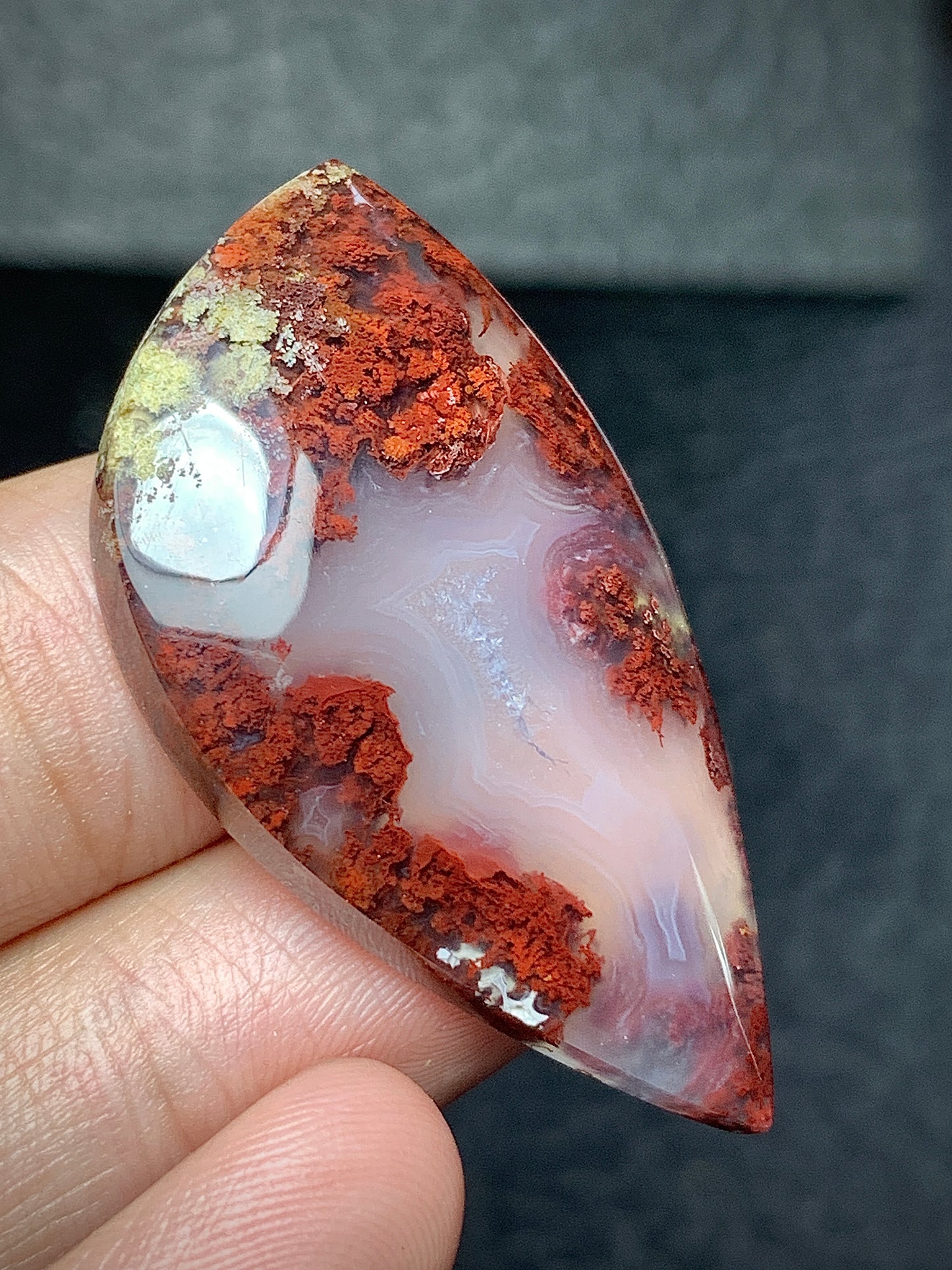 Scenic Moss Agate Teardrop Cabochon 39x20.5x6mm