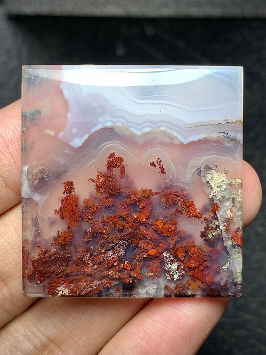 Scenic Moss Agate Rectangle Cabochon 38x36x4mm