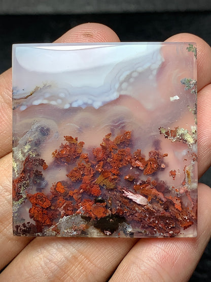 Scenic Moss Agate Rectangle Cabochon 38x36x4mm