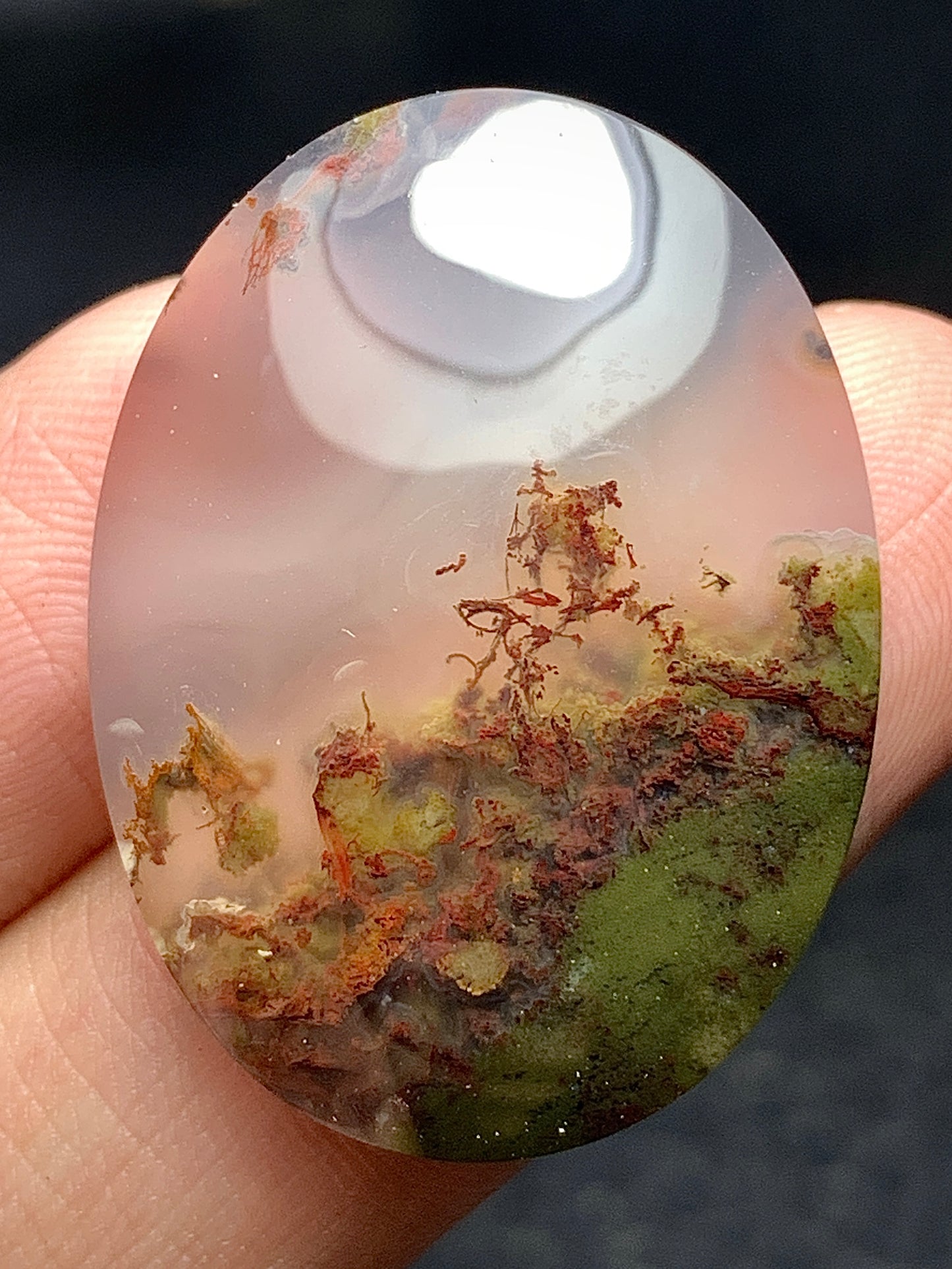 Scenic Moss Agate Oval Cabochon 30x22x6.5mm