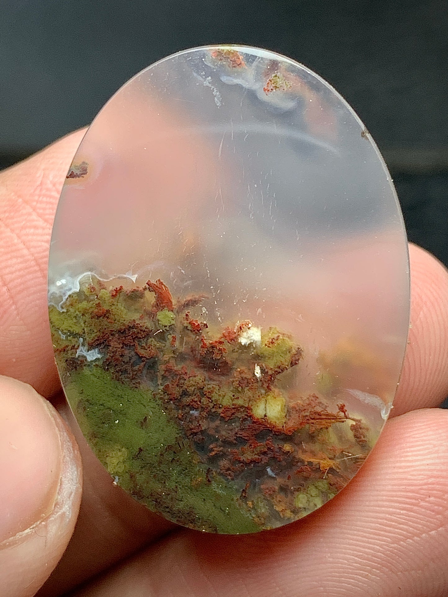 Scenic Moss Agate Oval Cabochon 30x22x6.5mm