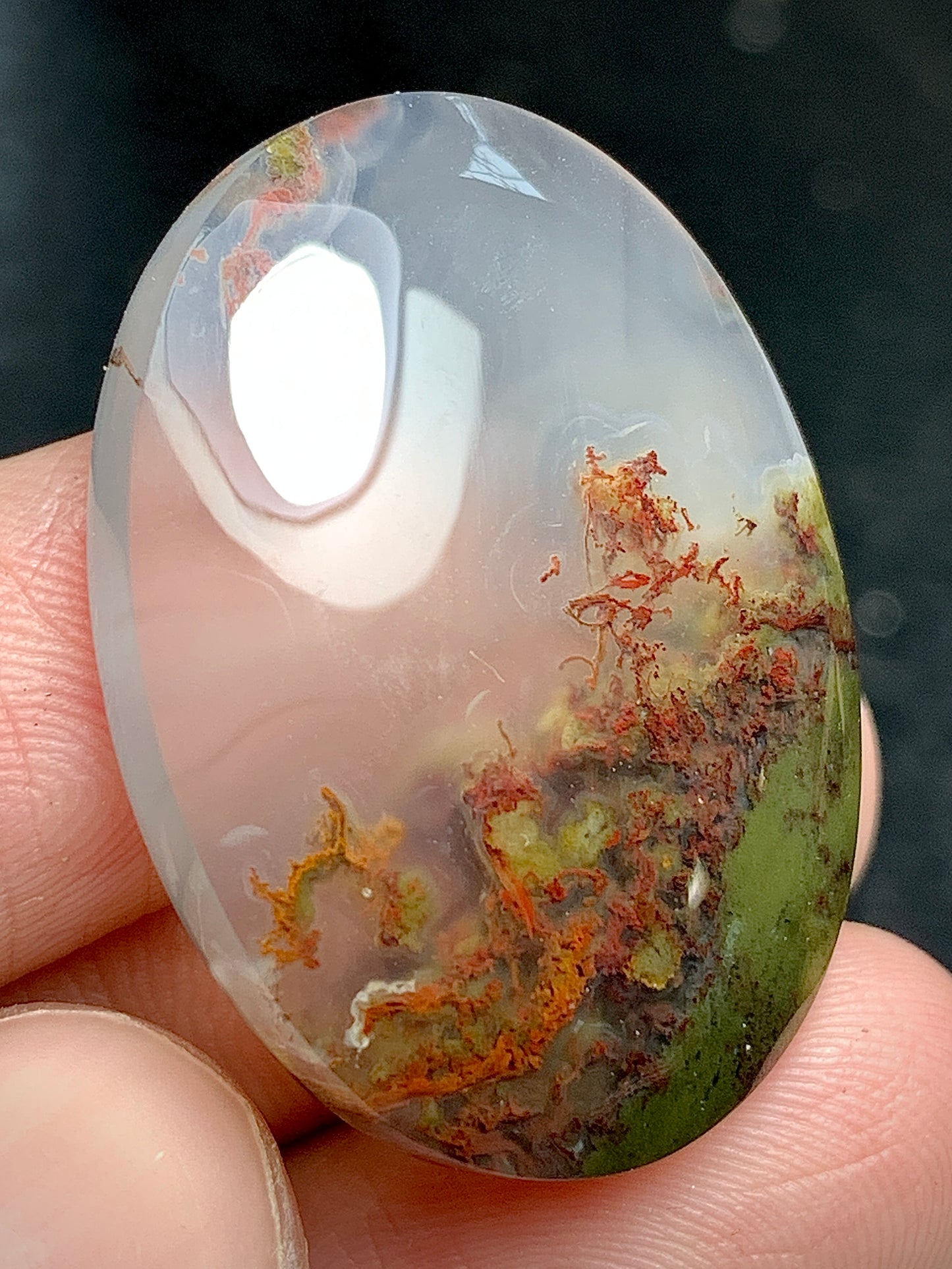 Scenic Moss Agate Oval Cabochon 30x22x6.5mm