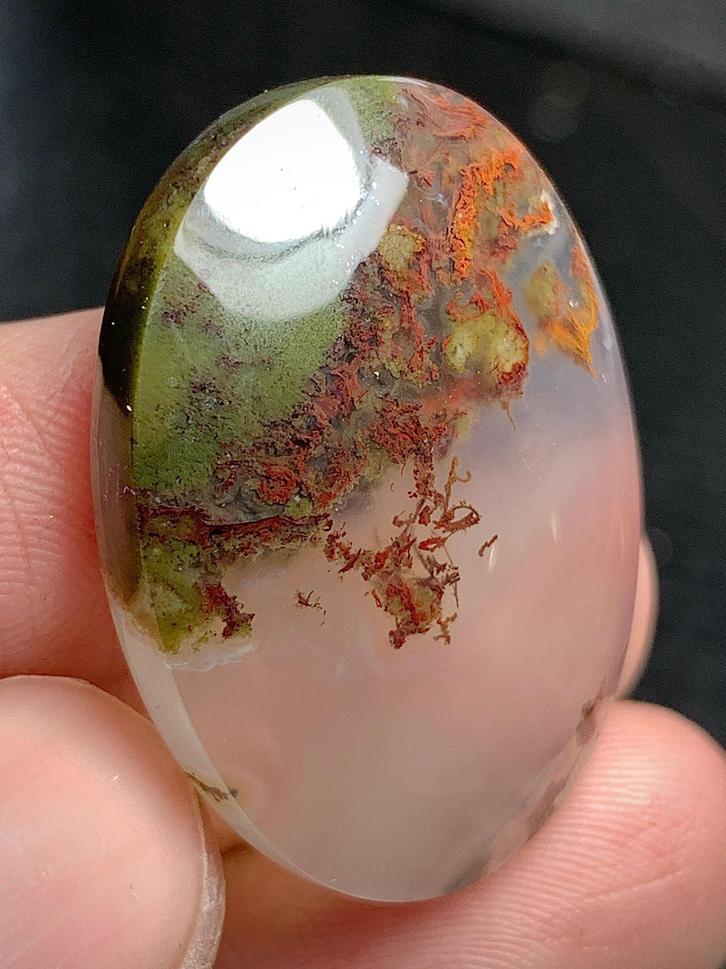 Scenic Moss Agate Oval Cabochon 30x22x6.5mm