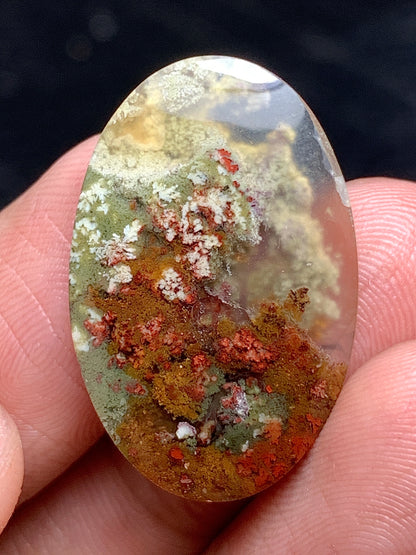 Natural Moss Agate Oval Cabochon 25x16x3mm