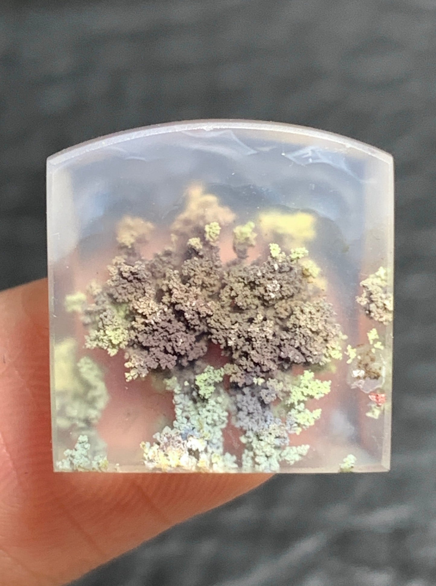 Tiny Scenic Moss Agate Fanshape Cabochon 15.7x15x4.7mm