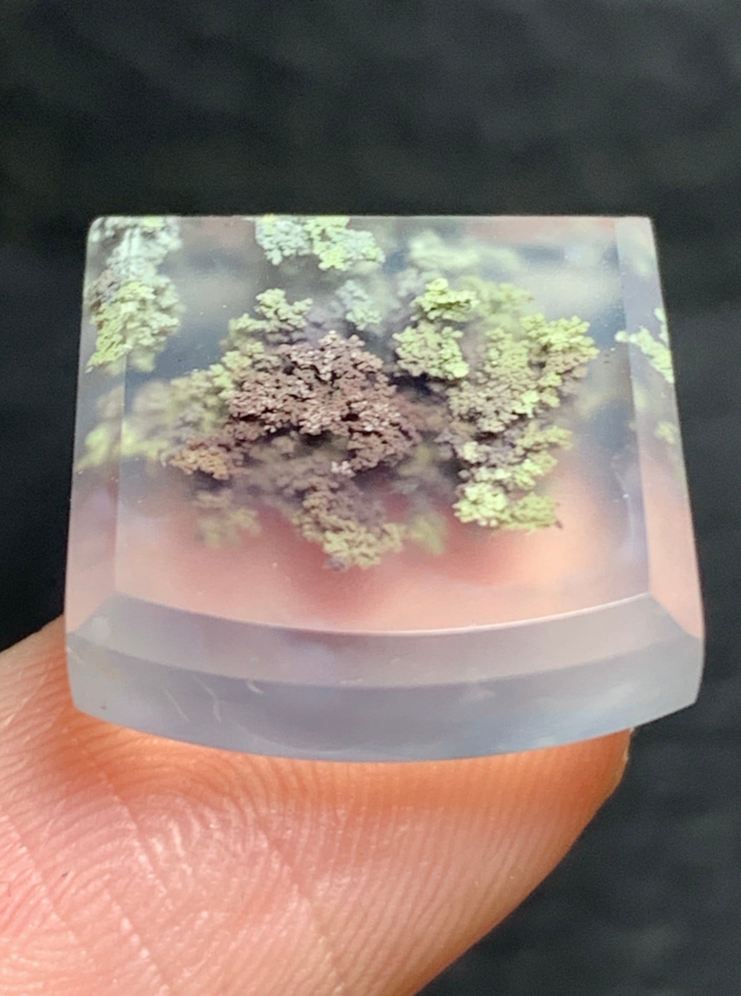 Tiny Scenic Moss Agate Fanshape Cabochon 15.7x15x4.7mm