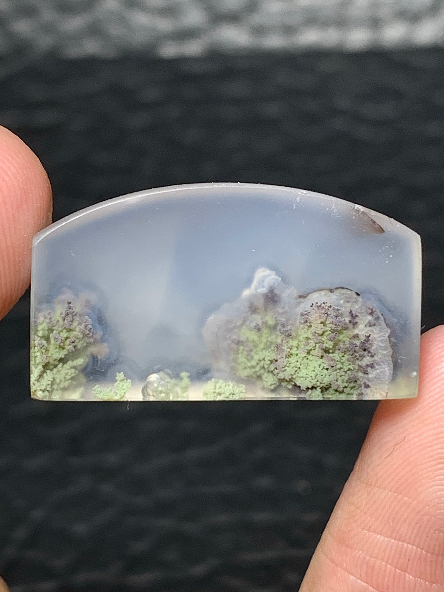 Scenic Moss Agate Fanshape Cabochon 24.5x14x8mm