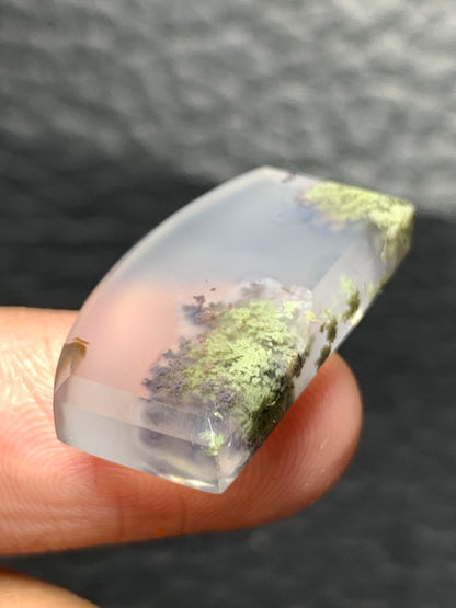 Scenic Moss Agate Fanshape Cabochon 24.5x14x8mm