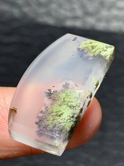 Scenic Moss Agate Fanshape Cabochon 24.5x14x8mm