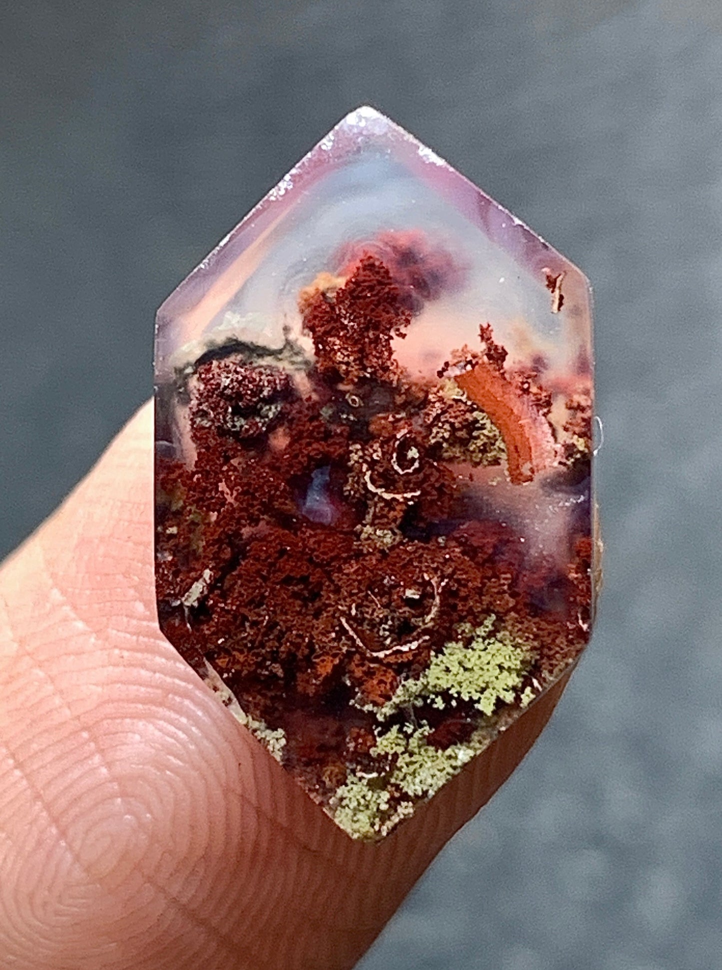 Scenic Moss Agate Hexagon Cabochon 17x10x3mm